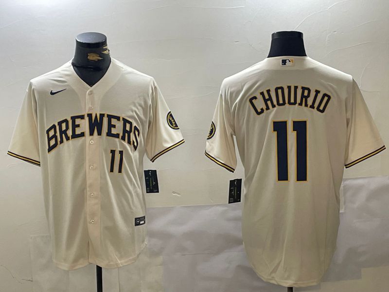 Men Milwaukee Brewers #11 Chourio Cream Game 2025 Nike MLB Jersey style 3->seattle mariners->MLB Jersey